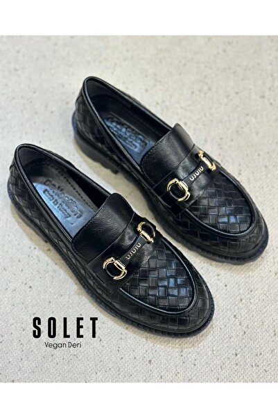 Zuum Solet Moccasin Women's Shoes - Black Knitted