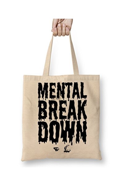 Toyaso Mental Breakdown White Tote Bag Long Handle Shopping Bag Beach Bag