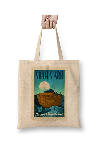 Toyaso Noah's Ark White Cloth Bag Long Handle Shopping Bag Beach Bag