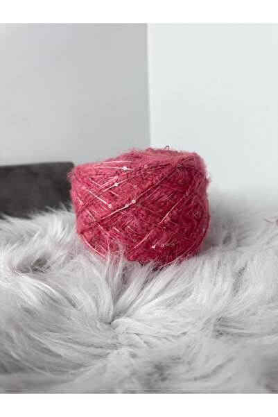 VELİNACOLLECTİON Koyu Nar Çiçeği İki Katlı Pullu Moher Örgü İpi 100 gr