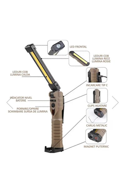 Lampa Lanternă de Lucru COB LED, 400 lm, Acumulator,