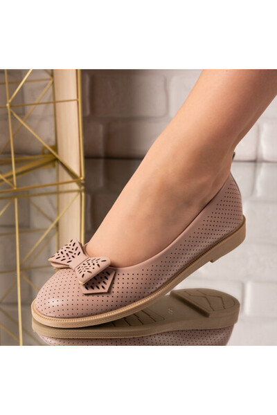 Sofia Store Claribel perforated eco-leather bow ballerinas