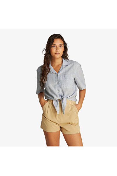 Tommy Hilfiger Tommy Jeans Crp Linen Kadın Lacivert Gömlek