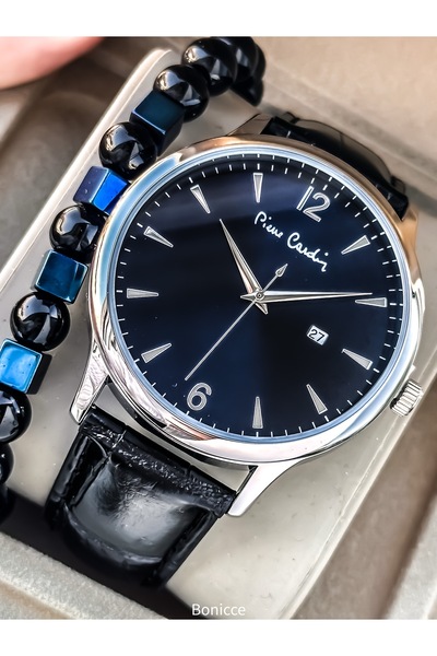 Pierre Cardin Gift for Lover Men's Wristwatch with Calendar in Stylish Box, B...