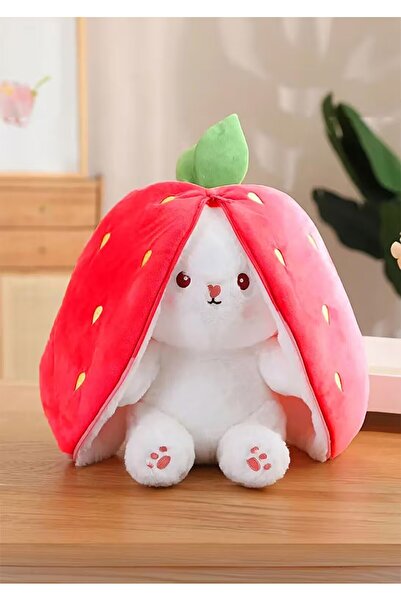 eco sepet Çilek Çantalı Tavşan Peluş, Çantalı Tavşan Çilek Peluş, Sevgiliye H...