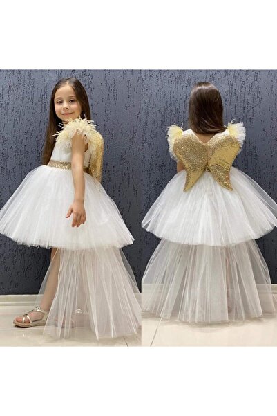Sare Çocuk Giyim Angel Wings and Tail Evening Dress Children's Dress