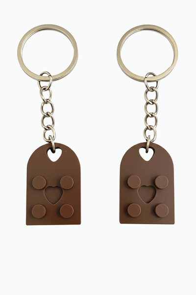 Cosmic Star Lego Heart Figure Lover Couple Design Keychain - Special Gift for...