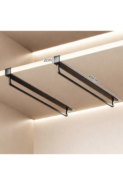 OEM Set 2 suporturi verticale umerașe pentru dulap 40 cm din oțel carbon, negru.