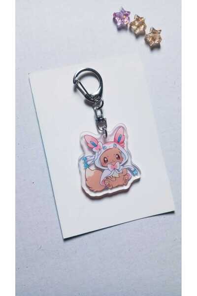 Atölye Moonlit Pokemon Eevee Sylveon Akrilik Anahtarlık