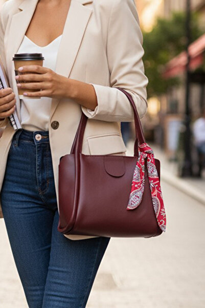 Bersia Women's Shoulder Bag with Scarf Detail and Strap