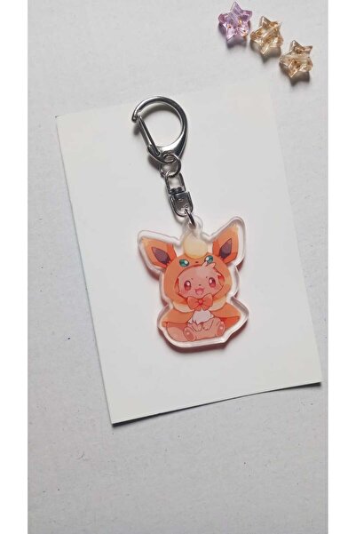 Atölye Moonlit Pokemon Eevee Flareon Akrilik Anahtarlık
