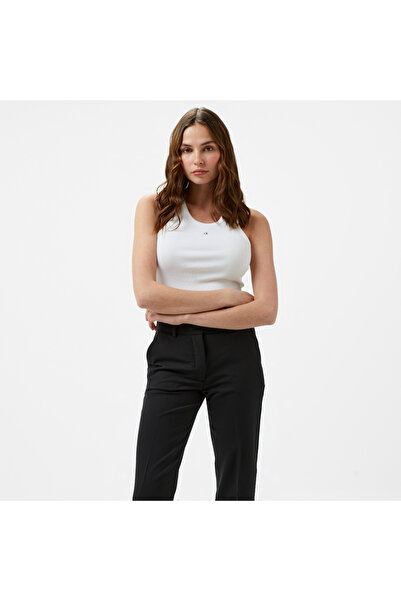 Calvin Klein Graphic Slim Kadın Beyaz Kolsuz T-Shirt