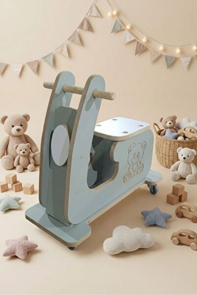 Muall Collection Ahşap Oyuncak - Tekerlekli Çocuk Motoru - Montessori Yürütec...