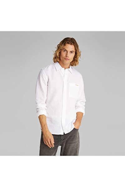 Calvin Klein Linen Cotton Erkek Beyaz Gömlek
