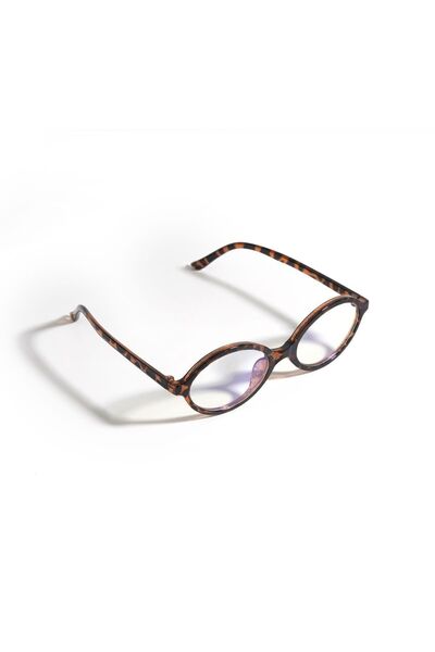 COOLANDBETTER نظارات Tr Miux Ver2 بدون شعار بإطار بيضاوي بنمط الفهد، نظارات شفافة شعبية