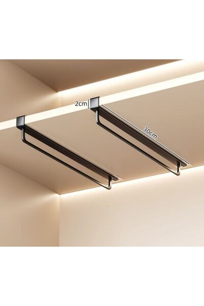 OEM Set 2 suporturi verticale umerașe pentru dulap 30 cm, negru.