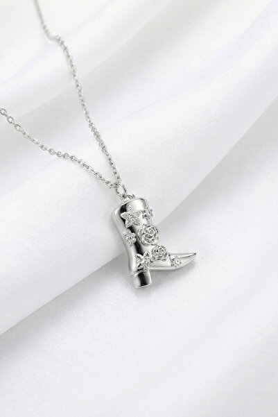 özgül takı ve tasarım Stainless Steel Silver Color Flower and Star Inlaid Zir...