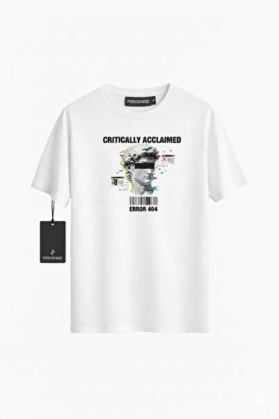 PERISENSE تي شيرت للجنسين DIGITAL STATUE مطبوع من القطن الممشط الفاخر قصة فضفاضة
