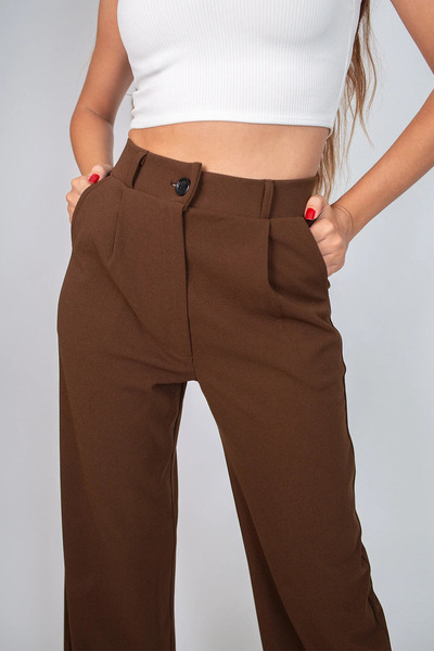 LAVİNİM Palazzo Pantolon Kahverengi Oversize Kesim