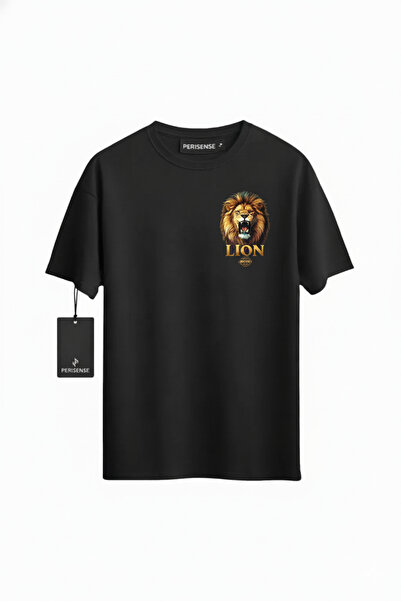 YRN COLLECTION تي شيرت للجنسين LION KING مطبوع من القطن الممشط الفاخر قصة فضفاضة