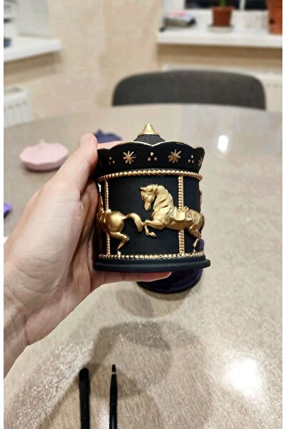 Özalp Decor El Yapımı Dekoratif Atlı Karınca Biblo& Kutu– Siyah-Gold Altın Ta...