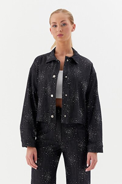 ONNO PRIVE Kot Mont Serpme Taşlı Siyah / Denim