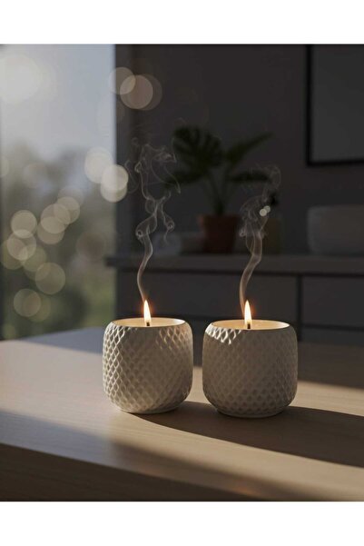 Giyimodam 2'li Set Geometrik Desenli El Yapımı Dekoratif Mum