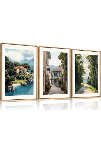 ALAYRA International Framed Neutral Abstract Wall Art Set of 3 (30×40 cm) Mod...