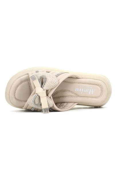 B&B Co. Almira Women's Bow-Tie Stone Boxed Orthopedic Stylish Daily Slippers