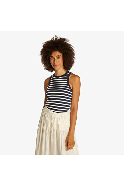 Tommy Hilfiger Slim 5X2 Rib Tank Kadın Mavi T-Shirt