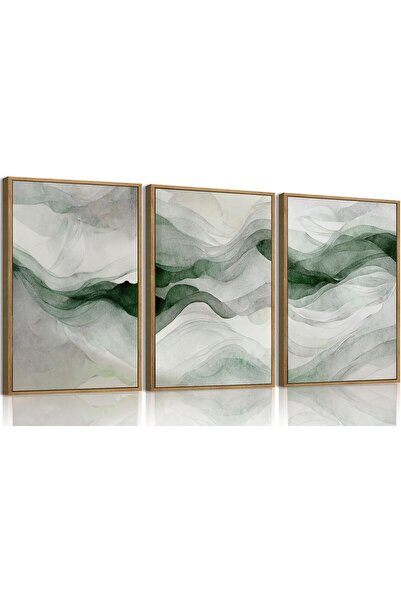 ALAYRA International Framed Neutral Abstract Wall Art Set of 3 (60×80 cm) Lar...