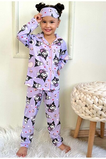 Lolliboomkids Girl's Purple - Lilac Color Pajama Set - Purple - 4-5 Years - S...