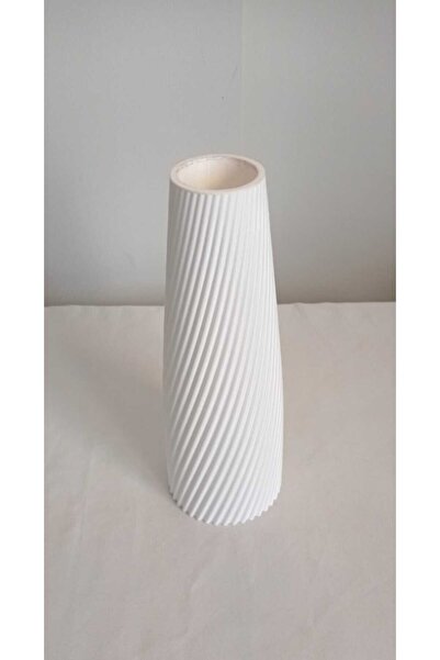 Birlik Vazo Spiral Modern Dekoratif Beyaz Minimalist Silindir Tasarım