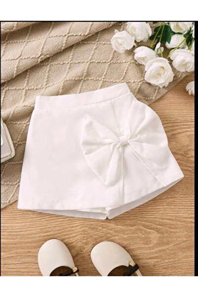 MRDN MODA Kız çocuğu beli lastikli fiyonklu mini şort etek