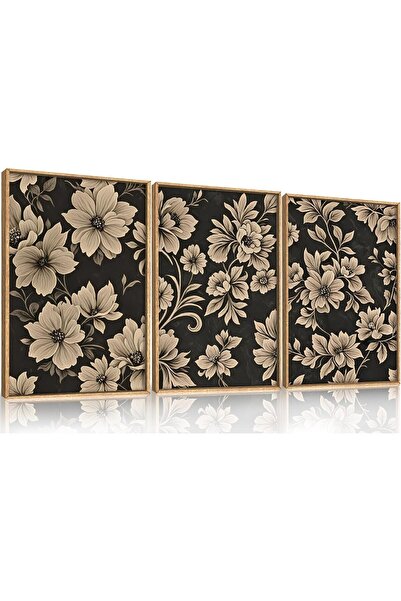 ALAYRA International Framed Neutral Abstract Wall Art Set of 3 (60×80 cm) Lar...