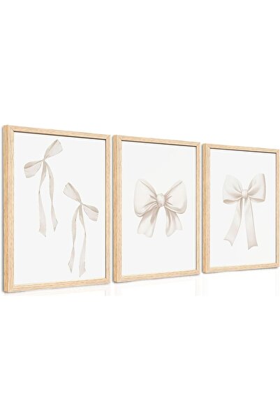 ALAYRA International Framed Neutral Abstract Canvas Art Set of 3 (40×60 cm) M...