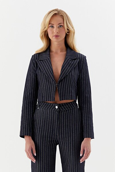 ONNO PRIVE Striped Denim Short Jacket Indigo