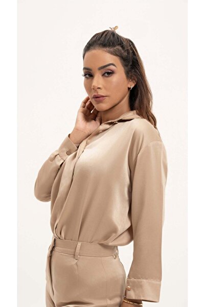 Borncelebs Mocha Brown Satin Shirt