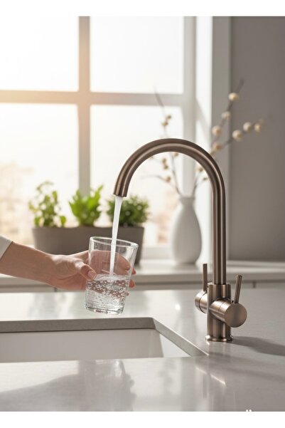 İSAOĞLU YAPI Eskitme Evye Bataryası Arıtmalı Antik Gold Mutfak Armatür Pirinç...