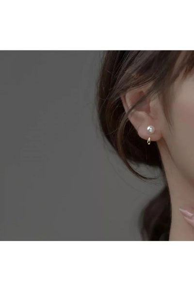 Glamluxe Drop Design Steel Earrings with Pearls