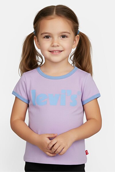 Levi's Toddlers Girl Short Sleeves Brand Logo Tops, Purple