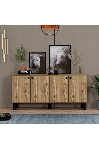 Kalender Dekor Laya Bohem Ayaklı Kapaklı Konsol Çok Amaçlı Dolap Çam