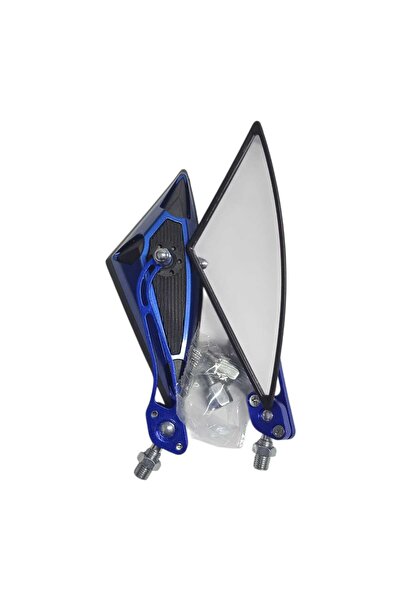 Çelik yarasa üçgen ayna mavi piramit şık ayna - rks motorCG KUBA ÇİTA TK03 MH...