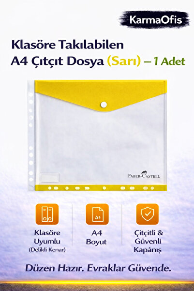 Faber Castell Жовтий A4 файл з застібкою, який можна прикріпити до папки – 1 ...