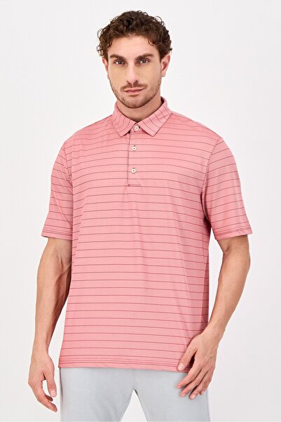 Greg Norman Men Sportswear Fit Short Sleeves Training Polo Shirt, Pink