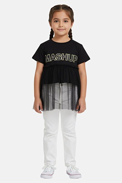 Overkids Toddlers Girl Short Sleeve Graphic Print Top, Black