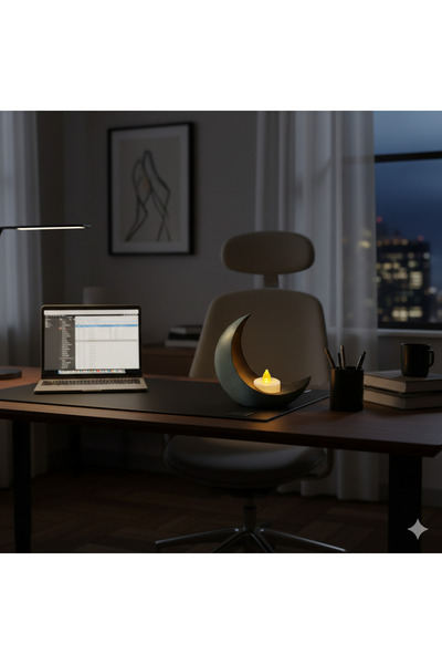 Üçüncü Boyut Baskı Dünyası Ramazana Özel Gold & Siyah Ay Gece Lambası | Pilli...