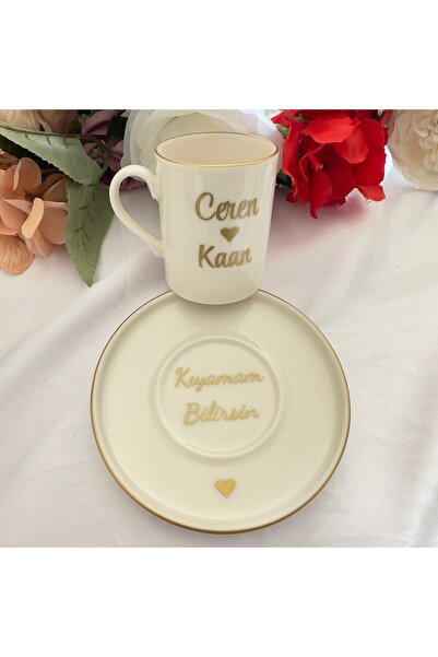 Defne Hediyelik Kişiye özel Damat Kahvesi fincanı,gold fincan