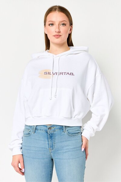 Levi's Women Graphic Print Crop Hoodie, White