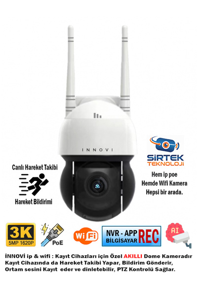 Sirtek Teknoloji innovi Akıllı ip poe ve wifi kamera dome kamera IN-HY253WFS